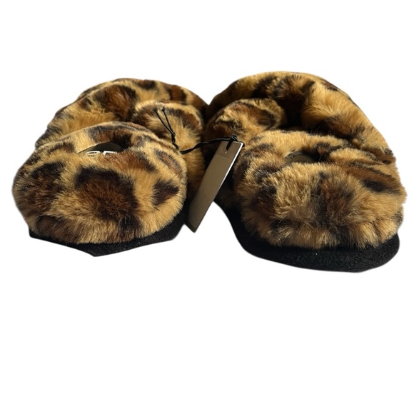 New BP Mae Cross Strap Faux fur Soft Leopard Print Women’s Slippers sze 11/12 - Picture 5 of 8